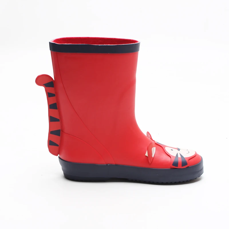 New Custom Color Printing  Brand Unisex Anti-slip Safety 3D Cartoon Animal Kids Rubber Rain Boots For Children