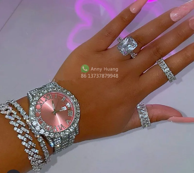 Горячая Распродажа 2022, роскошные часы для женщин и мужчин, украшения, блестящие ледяные часы в стиле хип-хоп, часы с кристаллами из нержавеющей стали, Прямая поставка