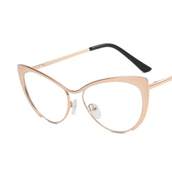 Transparent Glasses Fashion Designer Metal Computer Eyeglasses Frame Ladies Retro Optical Glasses Frames For Women