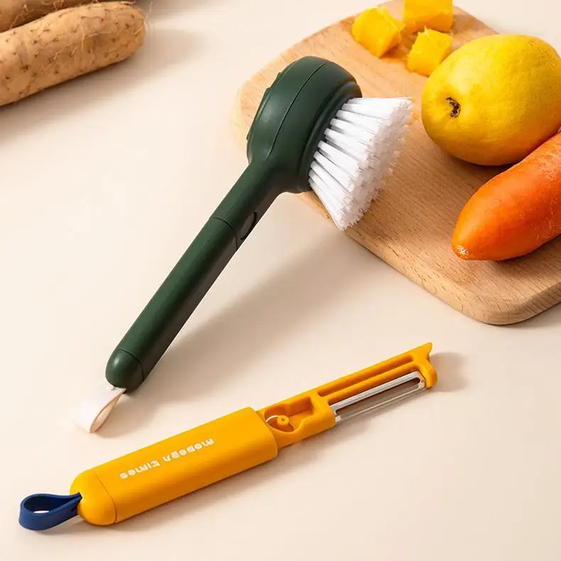 multi use kitchen cleaning brush window cleaning brush for household cleaning with peeler to peel fruits and vegetables