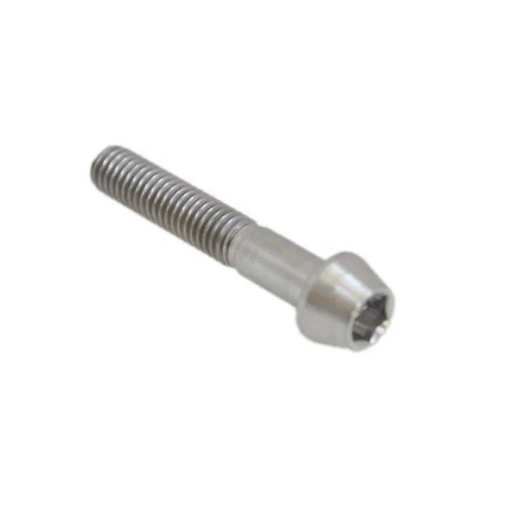 China supplier DIN912 tapered  M6x35 hex socket tapered head cap Gr5 Tc4 Ti-6al-4v titanium fastener bolt screw for bicycle