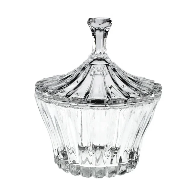 Middle size tent design Classical glass sugar candy bowl with lid
