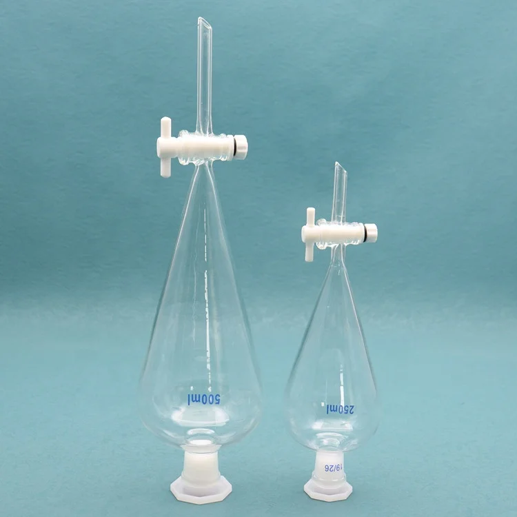 Lab Glassware 60ml-10000ml Pear Shape Borosilicate Glass Separatory Funnel Separating Funnel with PTFE  Stopcock