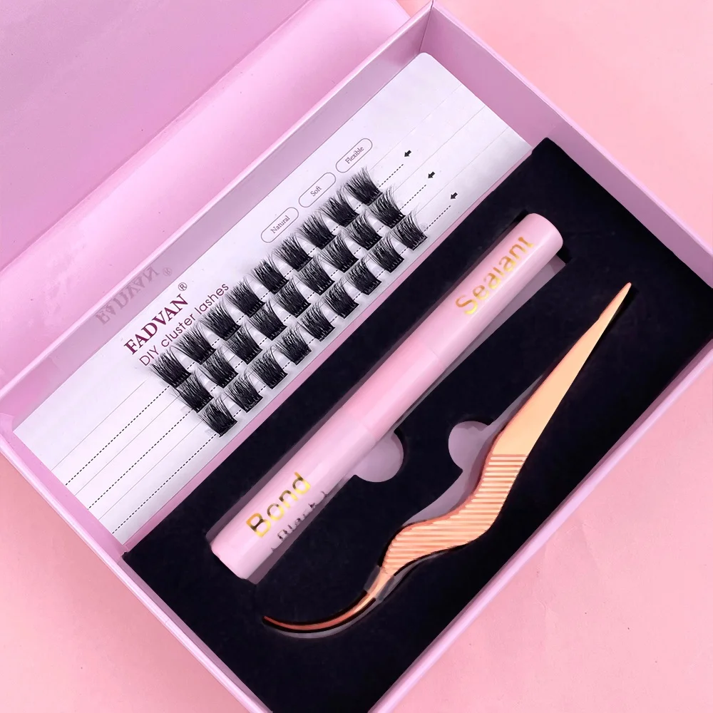 Diy Eyelash Extension Kit Cluster Lashes Spike Korean Segmented Diy Lash Whispy Korean Pbt Diy Cluster Lashes 3D Layer Curl