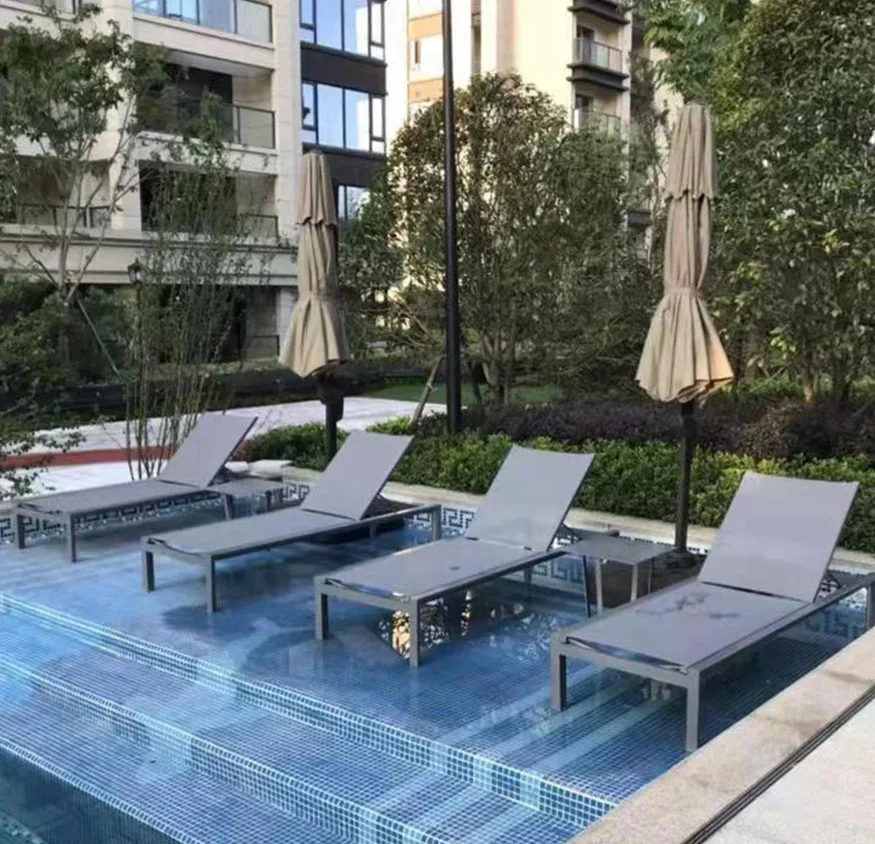 Weather Resistant Adjustable Aluminum Outdoor Beach Pool Sun Bed Lounger