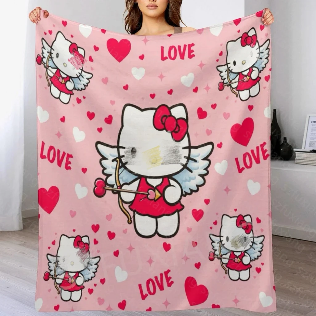 Factory Hello Kt Cat Blanket Cute Baby Nap Blankets Hot Sanrioed Soft Warm Skin-friendly Flannel Anime Pattern Bedding Supply
