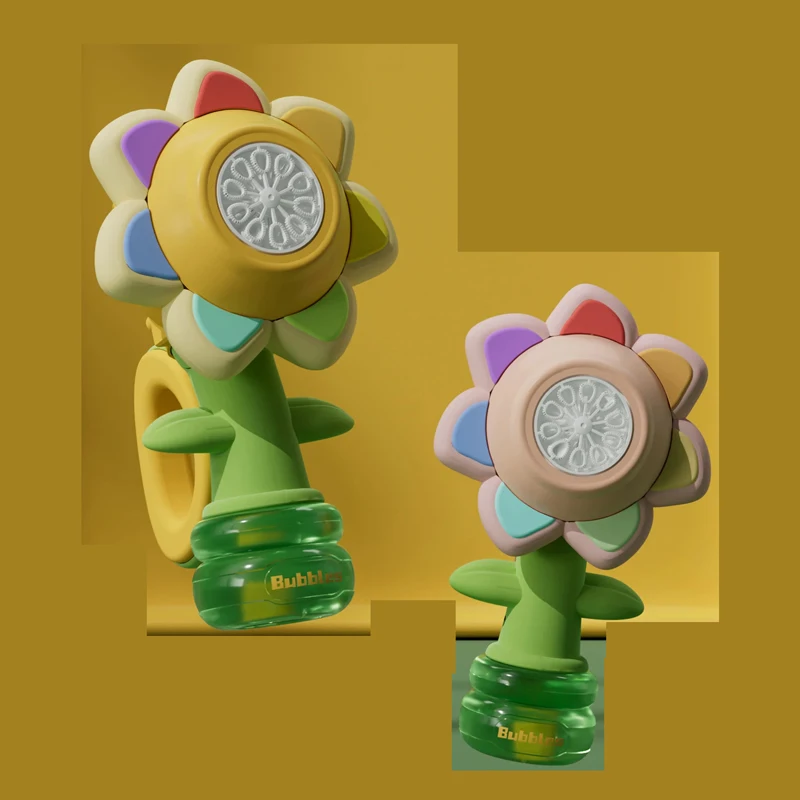 Children Novelty Light Rotate Porous Automatic Bubbles Blower Blowing Toy FLOWER BUBBLE BLASTER