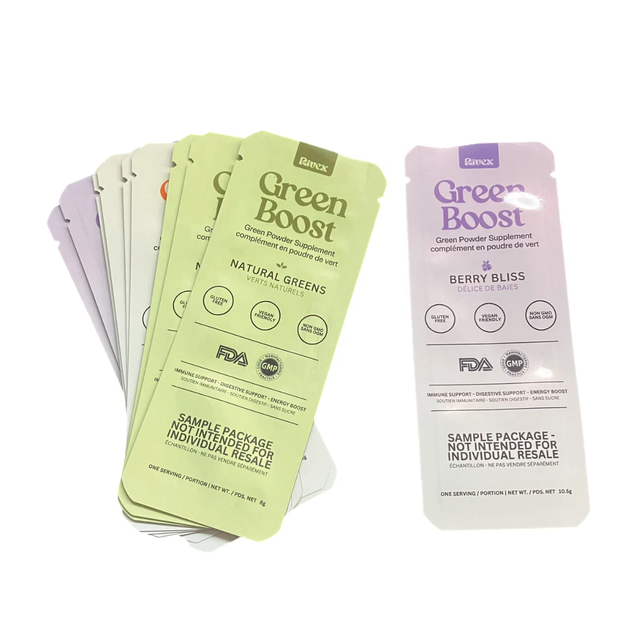 Three Side Seal Sample Packet Packaging Custom Aluminum Foil Small White Purple Sachet Pouch For Cosmetic Plastic Bag