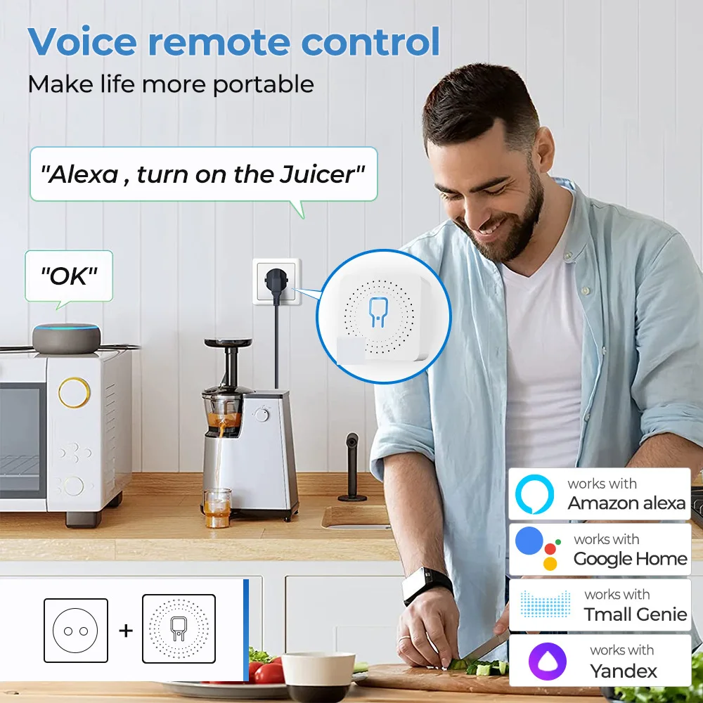 TUYA Zigbee wifi 16A with Power Monitor Mini Smart DIY Switch Wall Switch Module Relay Support two-way control Home Smart Life