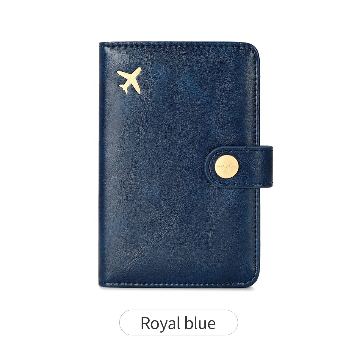 Vintage Vegetable Leather Document Genuine Leather Wallet Travel Passport Card Holder with Button