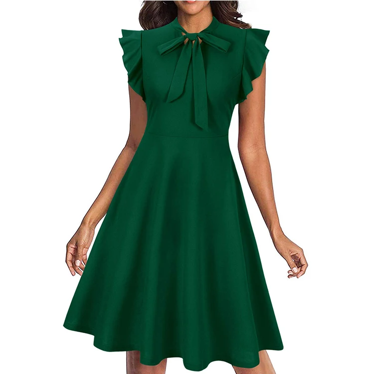 PRETTY STEPS Summer Elegant Dress With Strappy Ropa De Mujer Short Sleeve Over The Knee Custom Women Dress