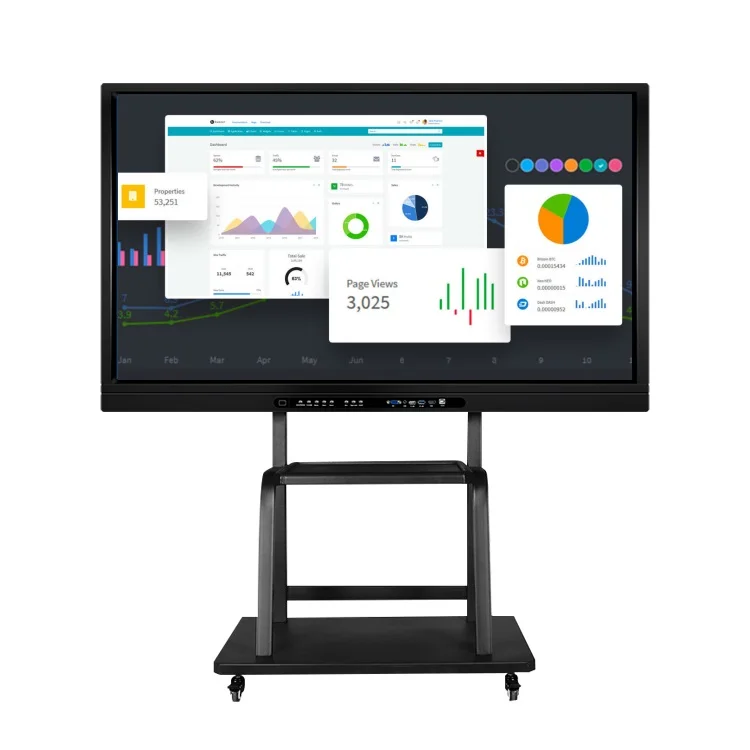 
4K Ultra HD display IR multi touch screen mobile electronic interactive whiteboard smart board E board for education classroom 