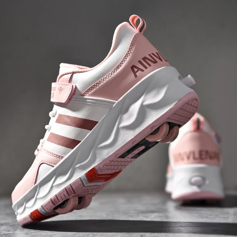 Kick Out Roller Shoes Skate Shoes For Kids Retractable Sneakers With 4 Wheels Wholesale