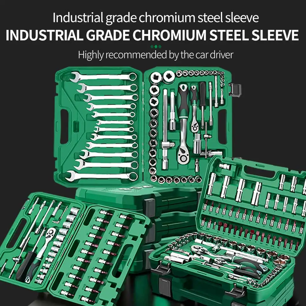 108Pcs Car Repair Tool Set 72T 1/2 1/4 Socket Ratchet Wrench Hand Maintenance Kits Toolbox Socket Set Universal Joint Accessory