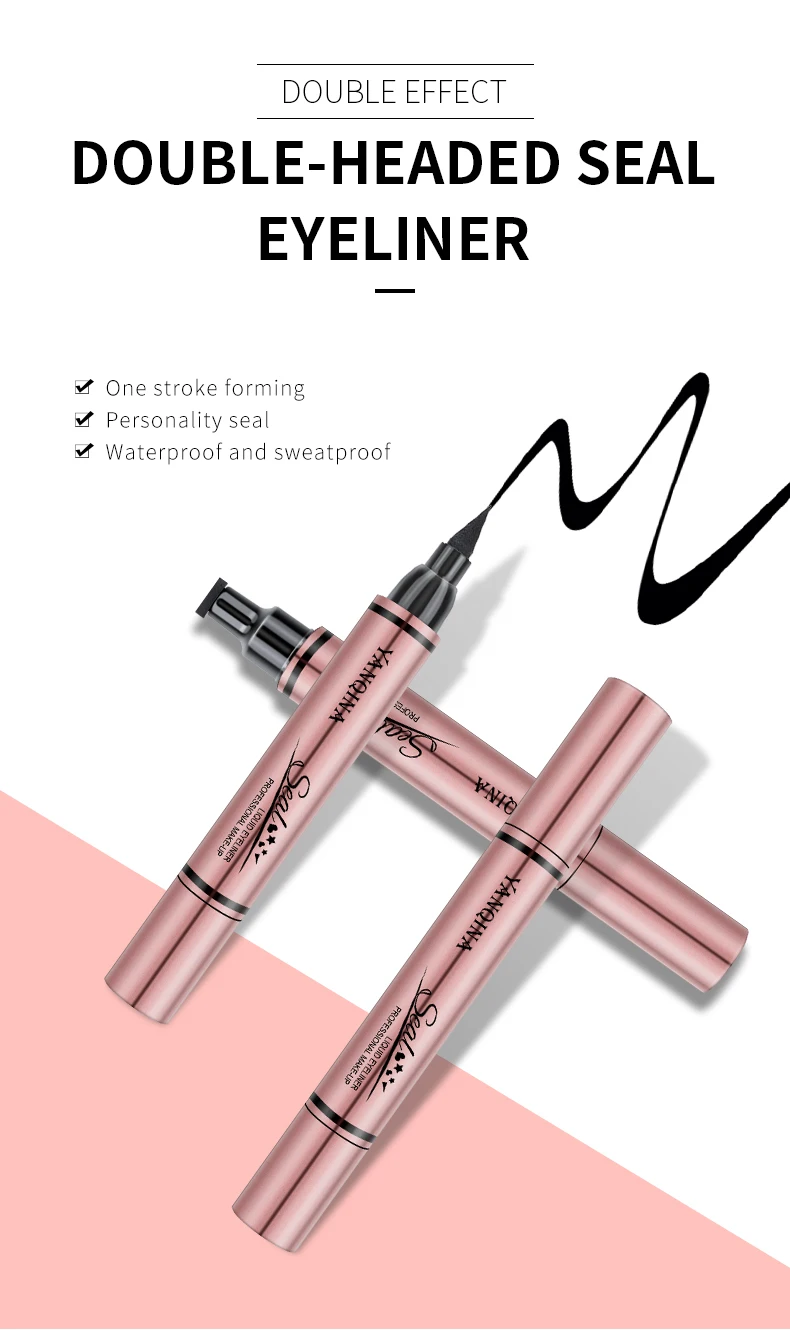 Korean Private Label double head eyeliner wing stamp waterproof long lasting liquid stamp seal eyeliner pen