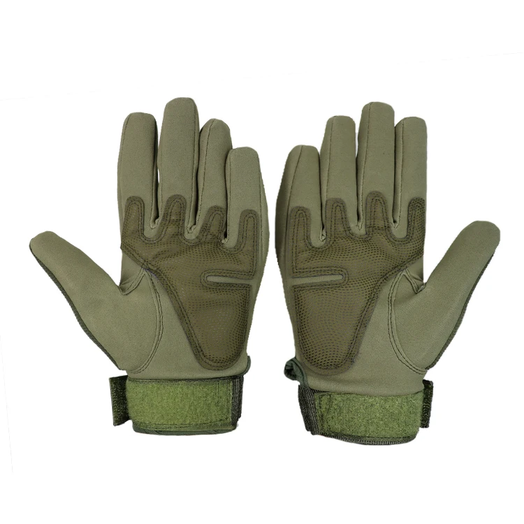 China Wholesale Custom Comfortable Green Cut Resistant Full Finger Motorcycle Tactical Warm Self Defence Hand Gloves For Men