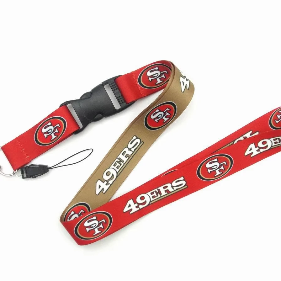 Premium USA NFL Logo Neck Lanyard 2 Sides 32 Football Teams Detachable Strap Keychain Cellphone Camera Durable Polyester