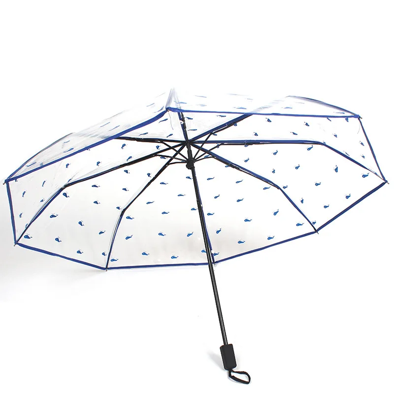 Buy Paraguas Manual folding umbrella Logo Customized Eco friendly Clear POE Clear Transparent Wholesale Cheap