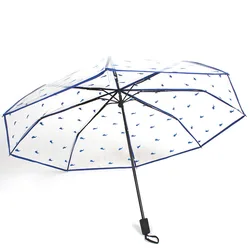 Buy Paraguas Manual folding umbrella Logo Customized Eco friendly Clear POE Clear Transparent Wholesale Cheap