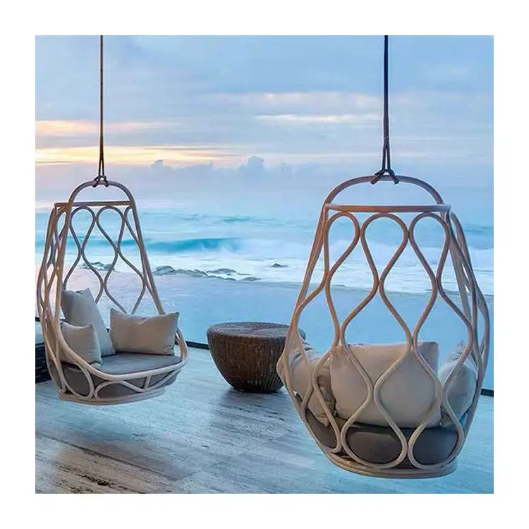 Modern garden swing basket design Iron leisure egg shaped hammock aluminum outdoor hanging basket