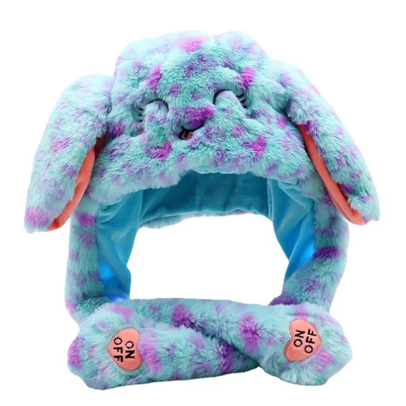 Girls Cute Animal Plush Bunny Hat Children Airbag Moving Ears Up Hats Stuffed Cosplay Party Fancy Cartoon Winter Hats