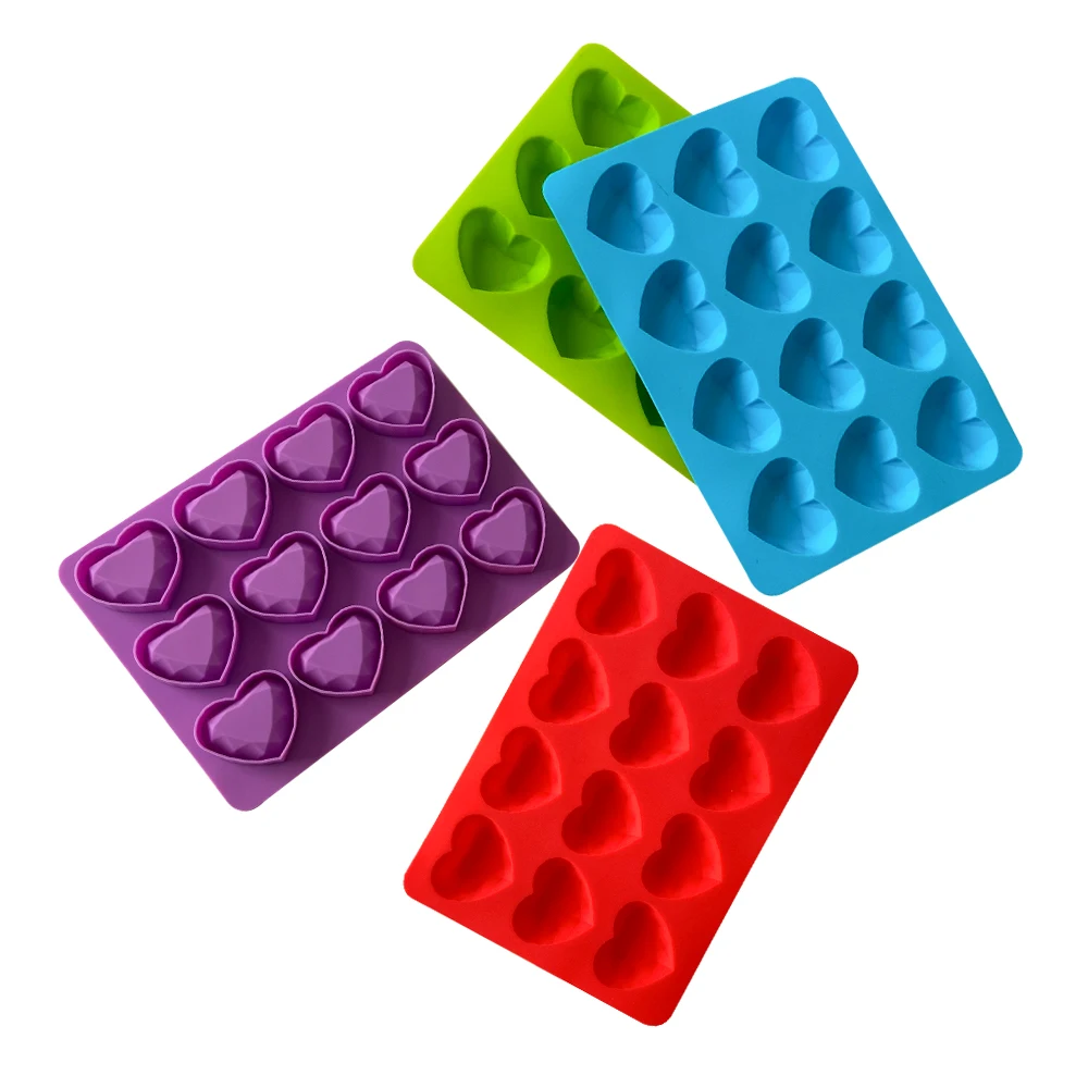 Оптовая торговля пищевые силиконовые формы сердца форма кубика льда 12 ячеек Фруктового мороженого трансграничной кремния льда лоток