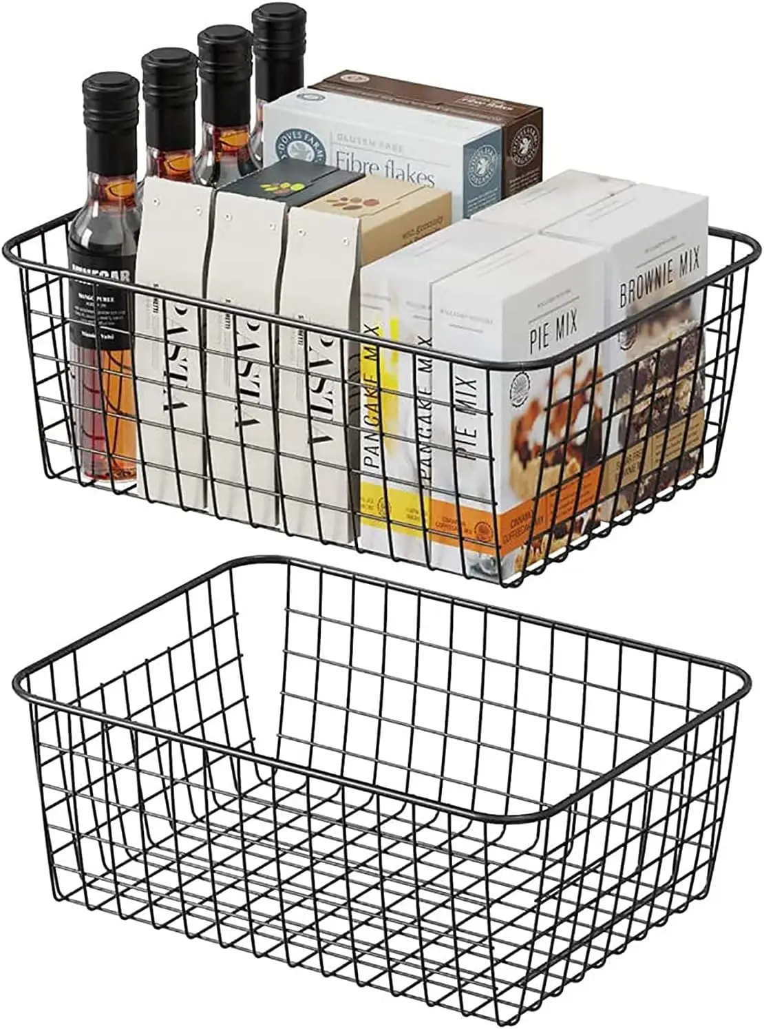 Kitchen Wire Baskets Farmhouse Decor Metal Food Storage Organizer,Household Refrigerator Bin with Built-in Handles