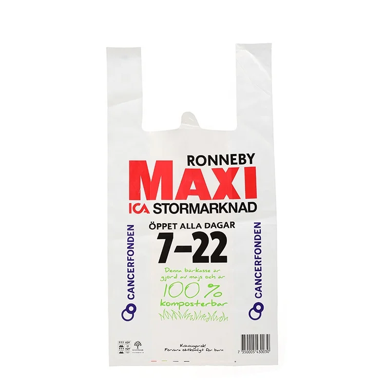 100% Nature Food Grade Biodegradable Compostable T Shirt shopping bag Biodegradable Corn Starch Plastic Bags Biodegradable Bag