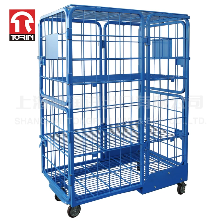 Torin SWK1045 Double door folding heavy warehouse material steel roll container roll cart