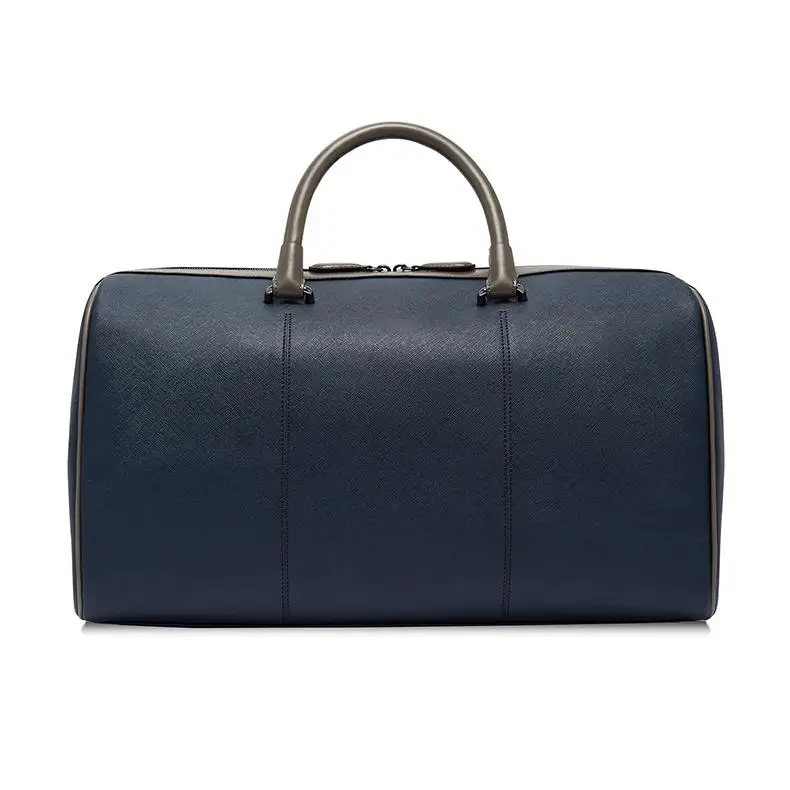 Custom logo waterproof mens genuine leather duffle bag for gym and sports