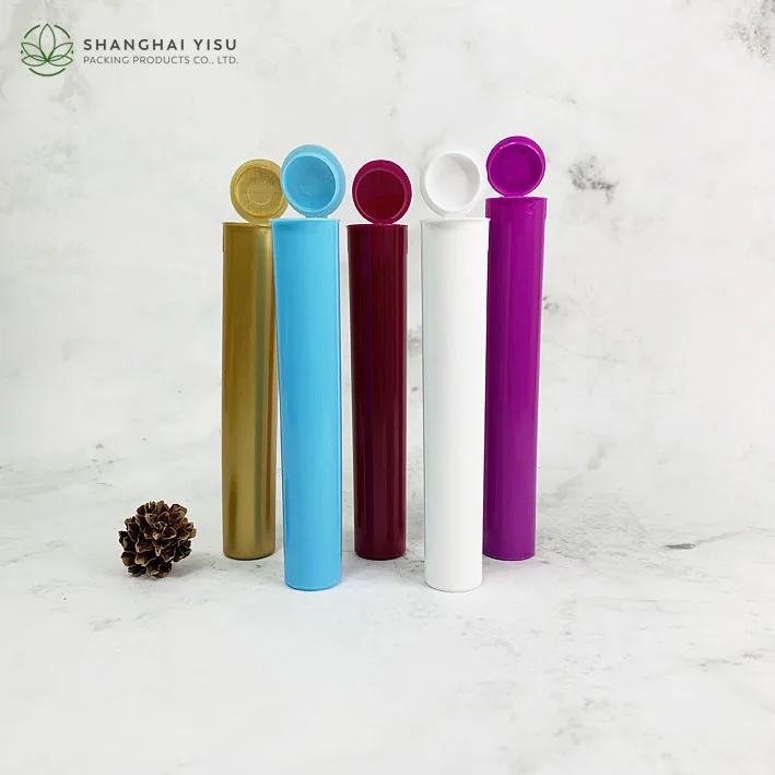 Custom 115mm 120mm Color Plastic Air-tight Tube Smell Proof Transparent Storage Pop Top Container Conical Roll Tubes With Lid