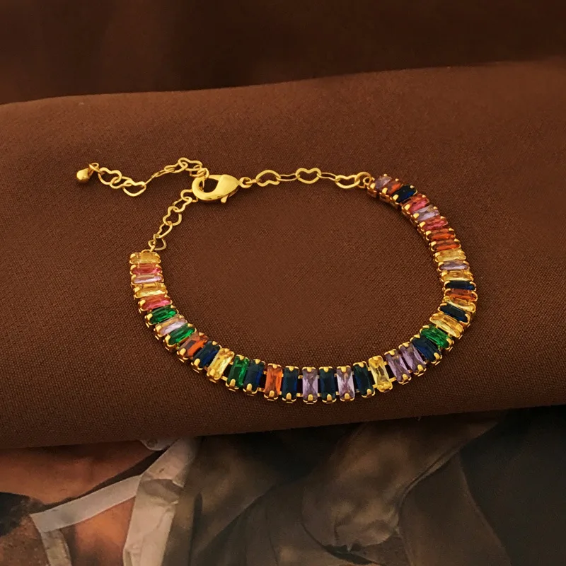 Luxury jewelry Sets  Colorful Zircon Jewelry Necklaces and bracelet For Women  Beaded Jewelry Gift