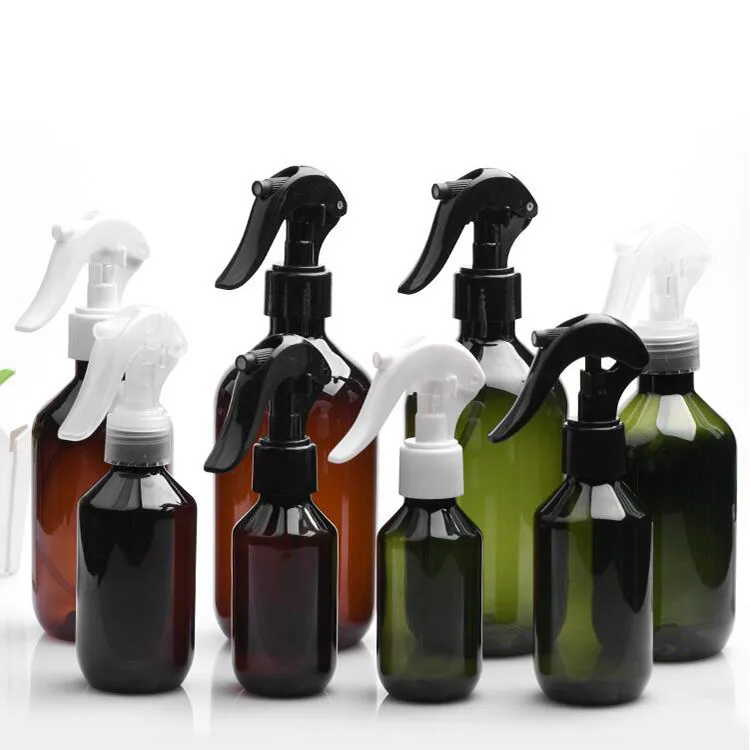 100ml150ml200ml300ml400ml500ml PET plastic amber and green color high mist trigger spray bottle for room cleaning hair care