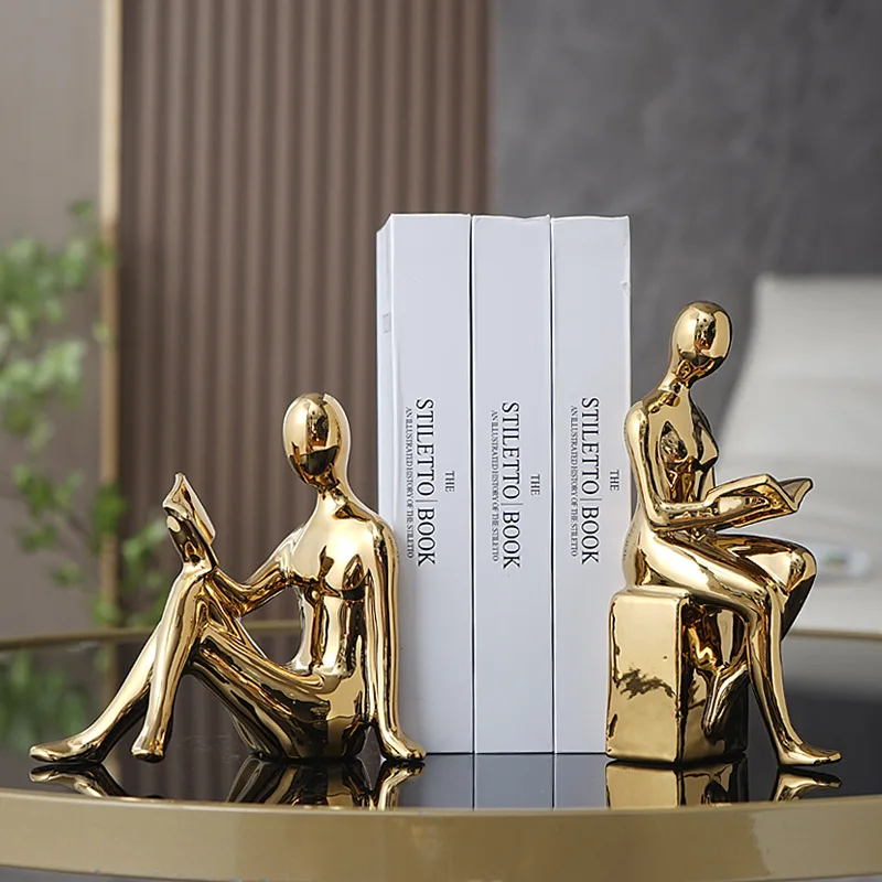 Pure Handmade Interior Ceramic Crafts Simple Modern&figurines Creative Living Room Decor Gift Home Decor Silver Abstract Reader