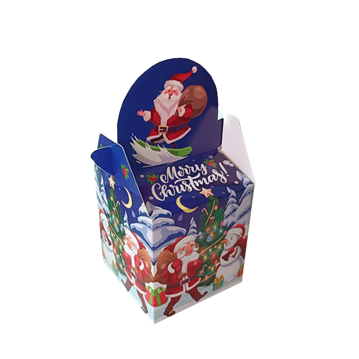 Personalised Classic Santa Watercolour Christmas Packaging Present Treat Party Decoration Paper Box