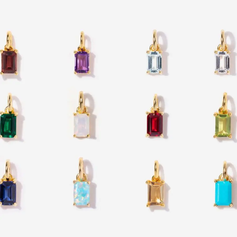 Cz Cubic Zirconia Opal Birthstone 18k Gold Plated Stainless Steel Pendant Necklace hypoallergenic non tarnish waterproof jewelry