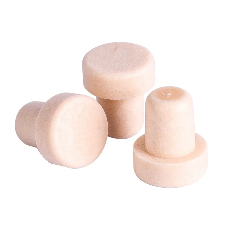 Wholesale Low MOQ customized T shape custom color aluminum wine spirits liquor bottle wood top synthetic cork bottle stopper