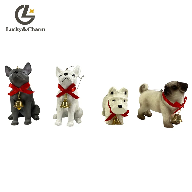 Premium Quality Christmas Figurine Antique Xmas Tree Hanging Dog Statue Decoration Resin Crafts