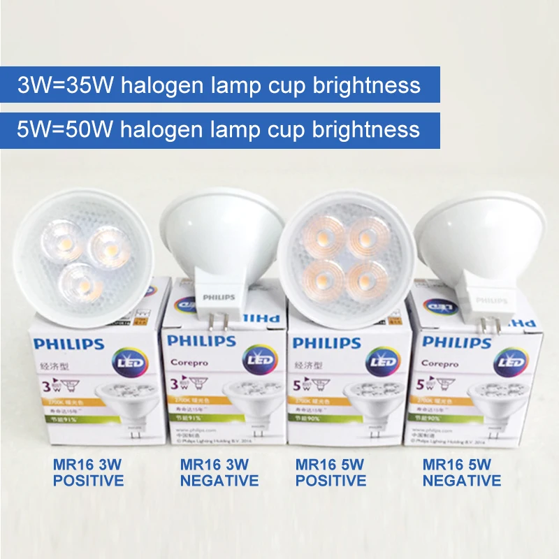  Philips-Высокое качество 12 в 240 лм Ra80 GU5.3 3 Вт 5 MR16 Светодиодный прожектор с светодиодами для шкафа