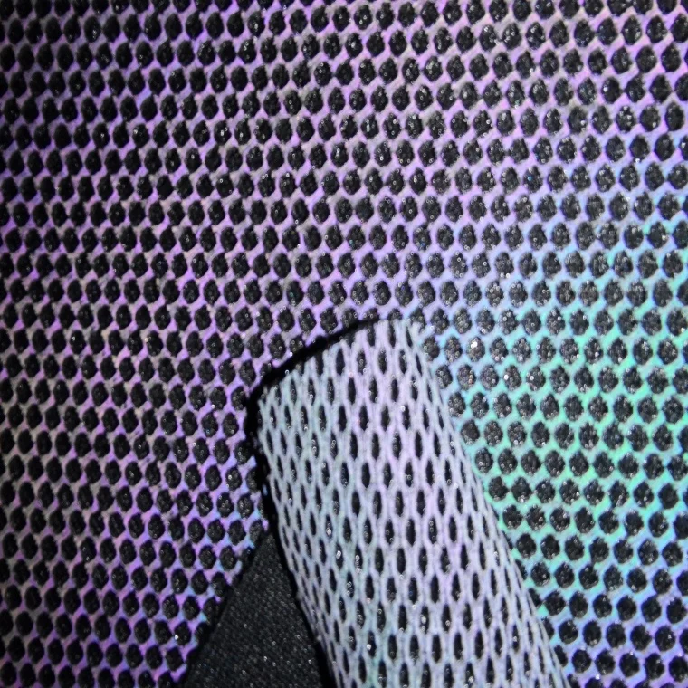 Electric Purple Reflective Hexagonal Mesh Cloth  Colorful Great Quality  Polyester Fabric Of Special Shoes Material