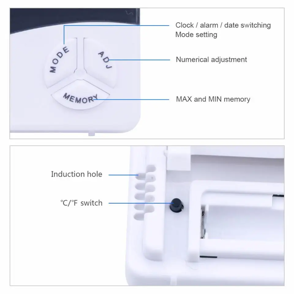 Household Indoor LCD display Digital Temperature Humidity Meter Clock HTC-1