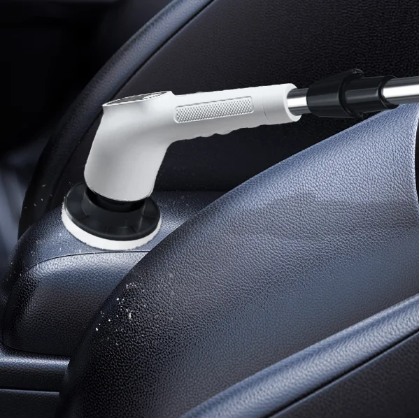 Cordless Handheld Steel Stainless 7 Brushes Adjustable Head Electric Bathroom Rechargeable Cleans Brush Electric Spin Scrubber