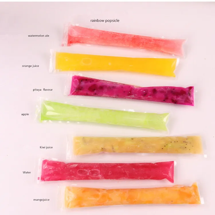 Stocked Summer HomeMade BPA Free Clear Transparent Heat Seal Frozen Ice Pop Popsicle Mold Bags for making Fruit Bars