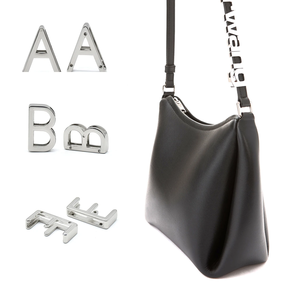 3D Small metal letters alloy alphabet stamps beads letter label channel for leather bags handbags belt chain decor metal charms