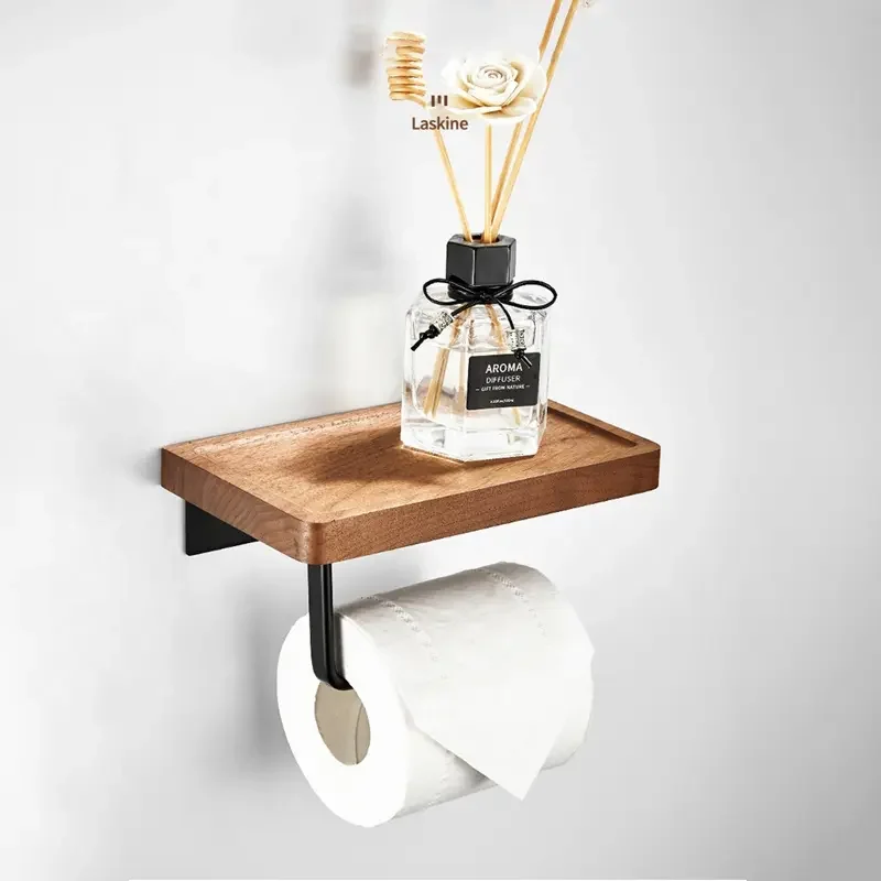 Eco-friendly bamboo bathroom Accessories Walnut Wooden Washroom Accessory Set