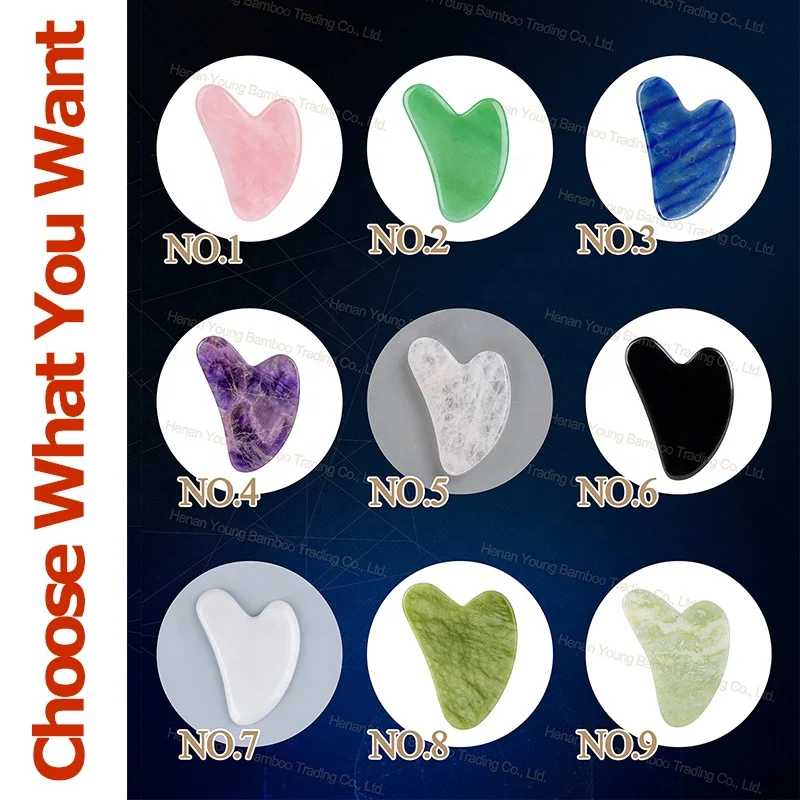 Natural rose quartz jade gua sha board acupuncture massage face lifting stone guasha scraping facial gouache pink quartz massage