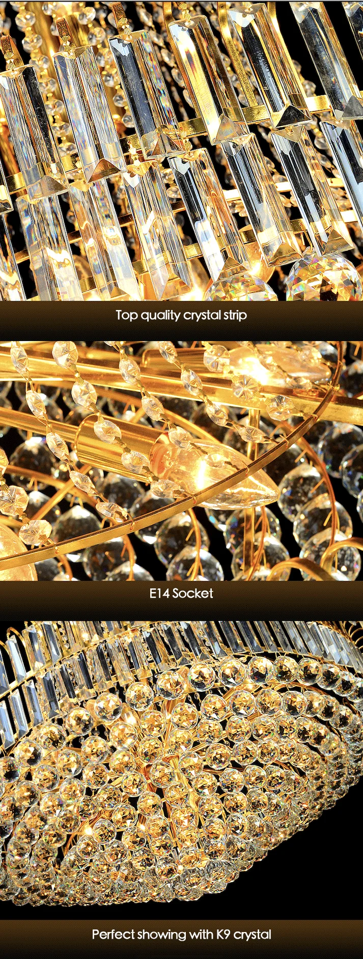 EEA Crystal Chandelier Pendant Light Hotsell K9 crystal chandelier gold pendant lamp hotel lobby lighting creative chandelier