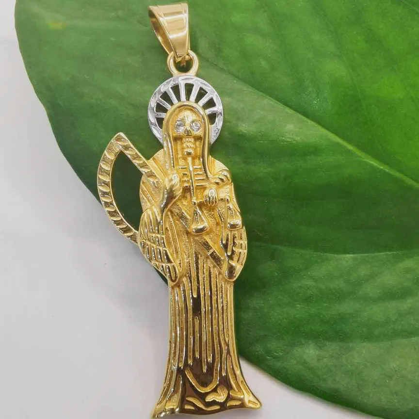 Stainless Steel Grim Reaper Ghost Pendant Saint San Judas Tadeo Charms Pendant Religious Jewelry