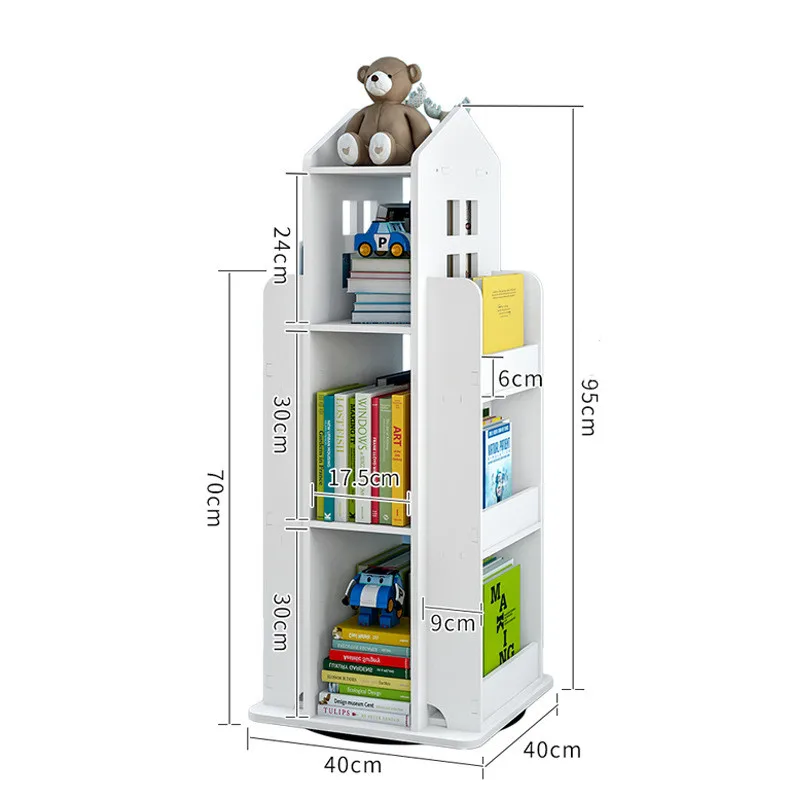Modern 4 Tier Rotating Book Shelf 360 Degrees Floating Nursery Book Shelves Organizer For Living Room