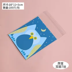 100 Counts Lovely Pink Pig Plastic Bag  Cartoon Blue Eagle Self Sealing OPP Bags  White Cat Cookie Pouch